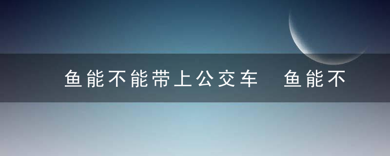 鱼能不能带上公交车 鱼能不能带上公交车能带上公交车吗